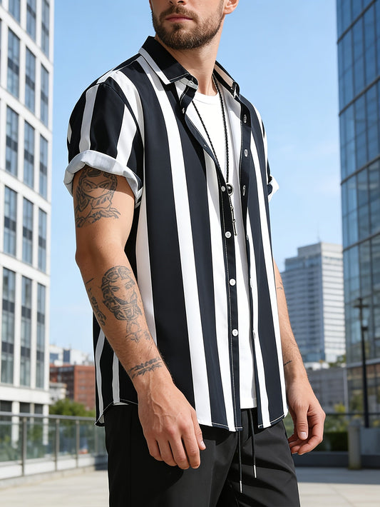 Chemise à Rayures Verticales Style Urbain pour Homme - Look Décontracté et Tendance