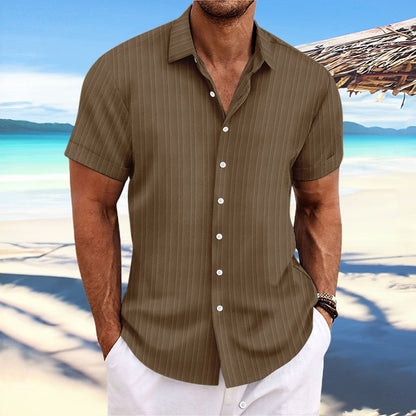 Chemise décontractée à rayures pour homme – Style estival chic, idéale pour la plage ou la ville