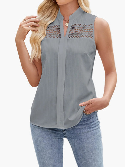 Women's sleeveless blouse with elegant style and lace details – Chic top for casual or dressy occasions