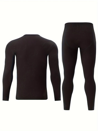 Ensemble Sous-Vêtements Thermiques Homme 2 Pièces Noir Manches Longues