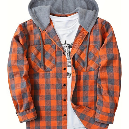 Chemise à carreaux homme à capuche amovible motif bûcheron