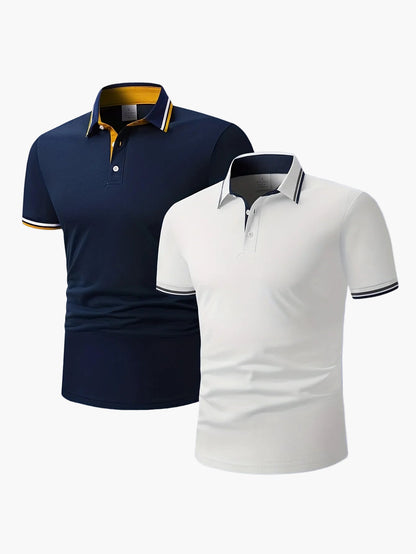 Polo décontracté homme à col contrastant, style élégant pour activités quotidiennes et loisirs