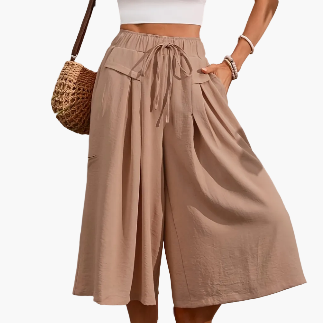 Jupe-culotte ample femme style élégant pour l'été, coupe large et décontractée