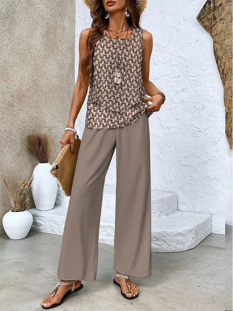 Lauren – Veste sans manches à double couche et pantalon droit ample