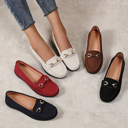 Casualowe mokasyny damskie w stylu slip-on z elegancką klamrą