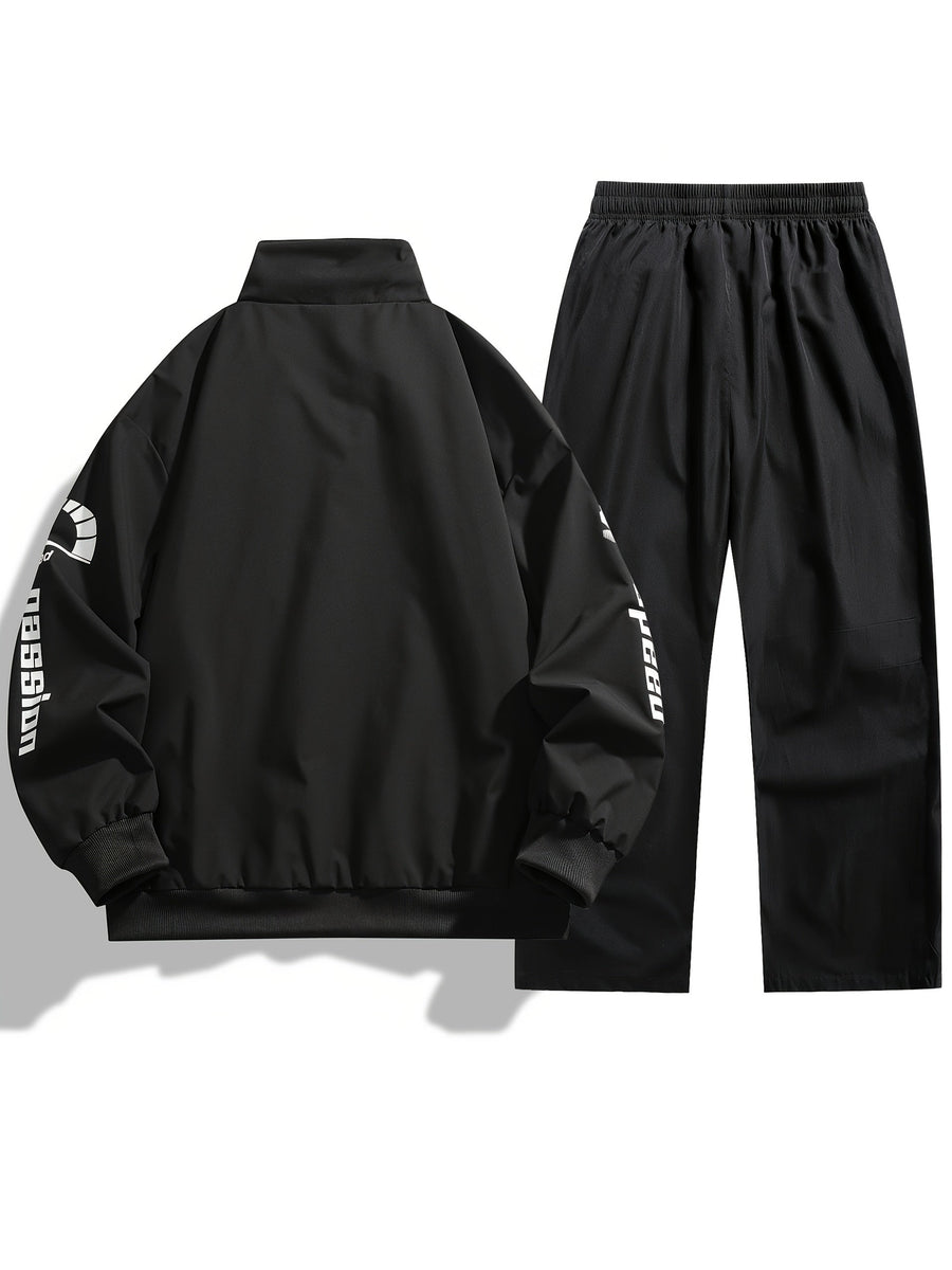 Ensemble de Survêtement Homme Style Racing Col Montant Fermeture Éclair