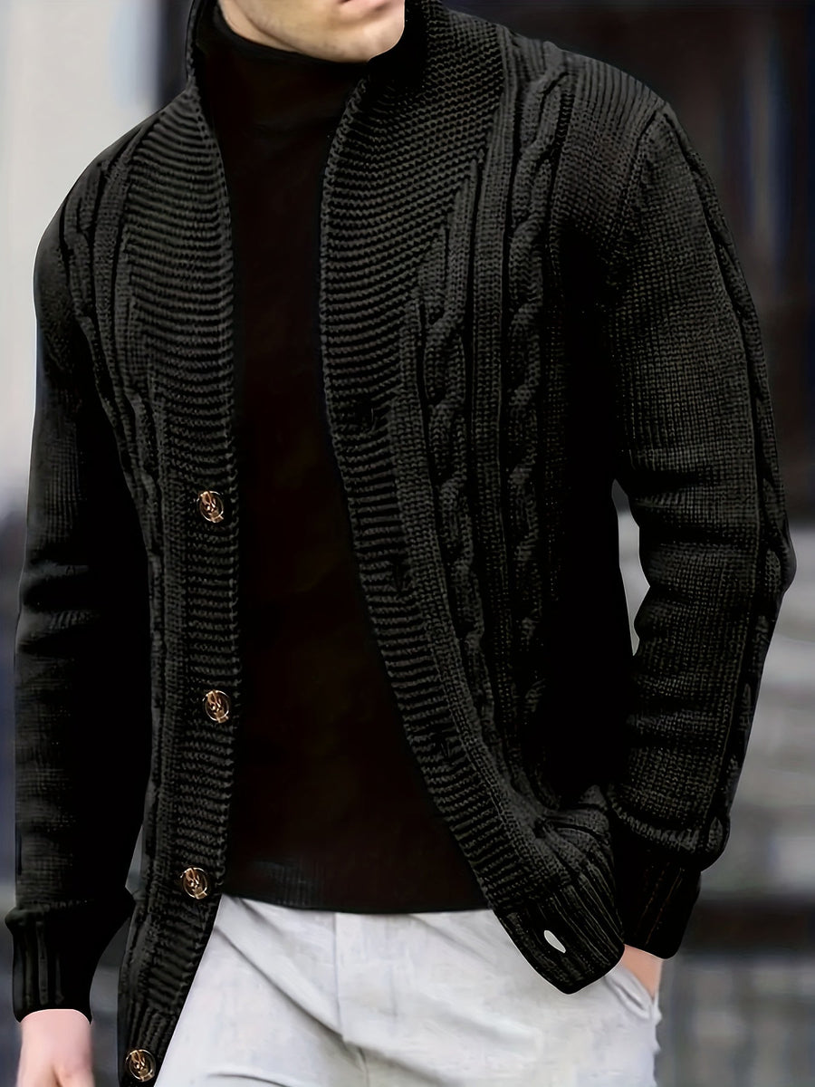 Herren-Cardigan aus Strick mit Schalkragen und Knöpfen