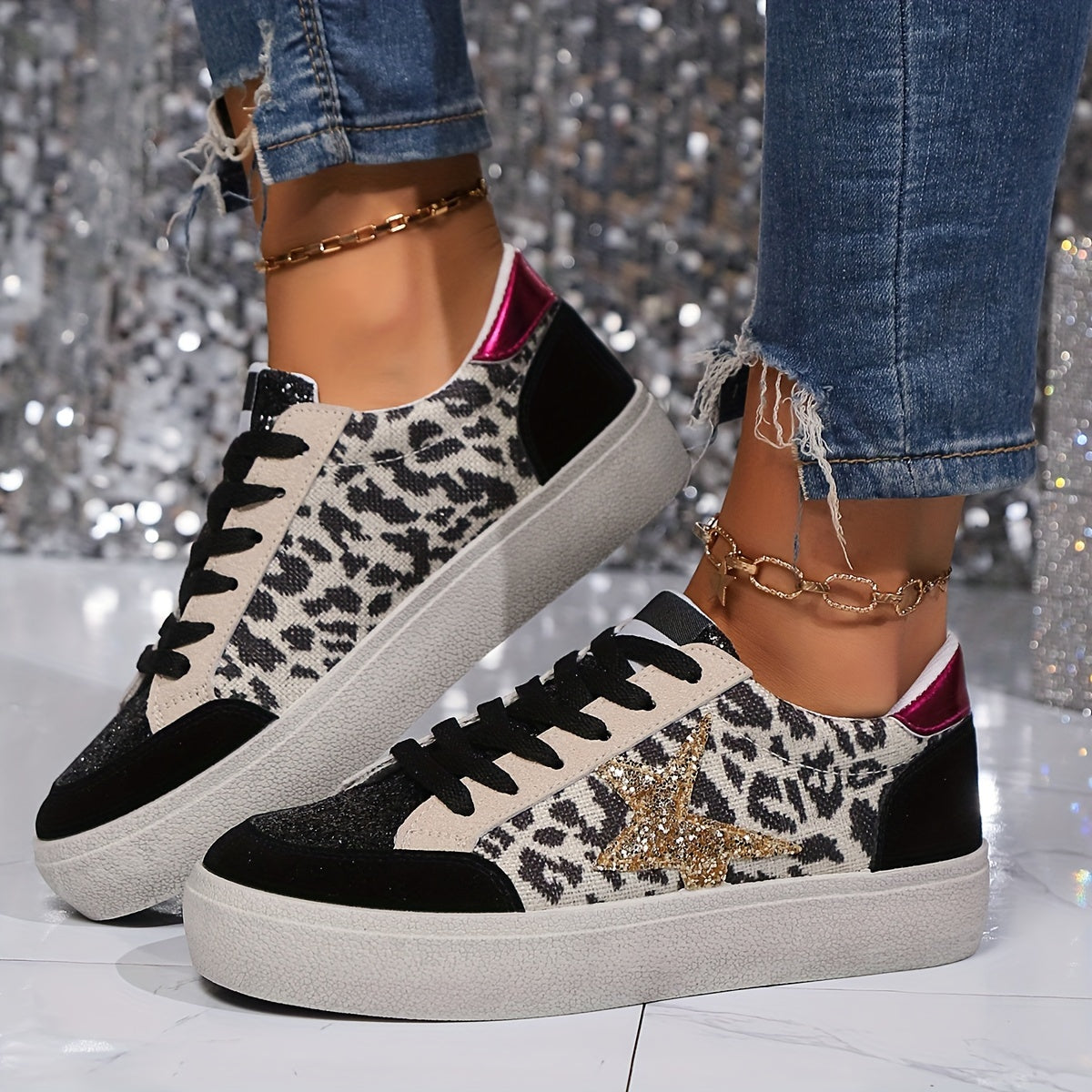 Baskets Femme Style Urbain Casual à Lacets pour Tous les Jours