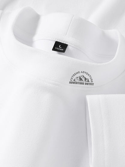 Haut à col montant doux couleur unie manches longues pour homme