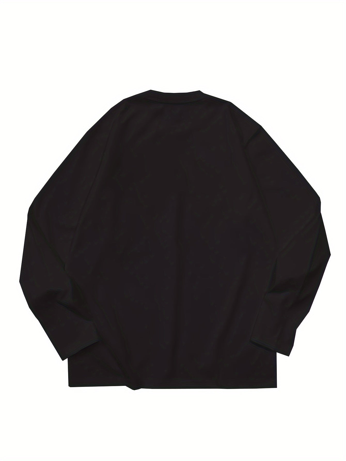 T-shirt Homme Manches Longues Uni Col Rond Ample Noir ou Blanc
