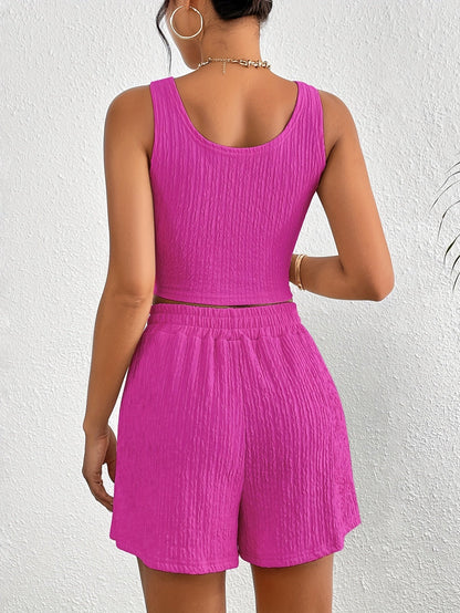 Ensemble décontracté femme deux pièces top court et short style élégant pour l'été