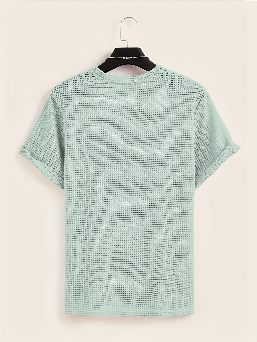 T-shirt décontracté à manches courtes pour homme style moderne avec texture ajourée