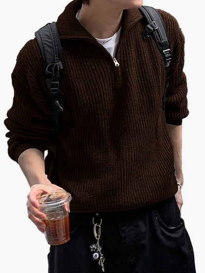 Men's casual style high collar zip-up sweater - Ideal for spring and autumn