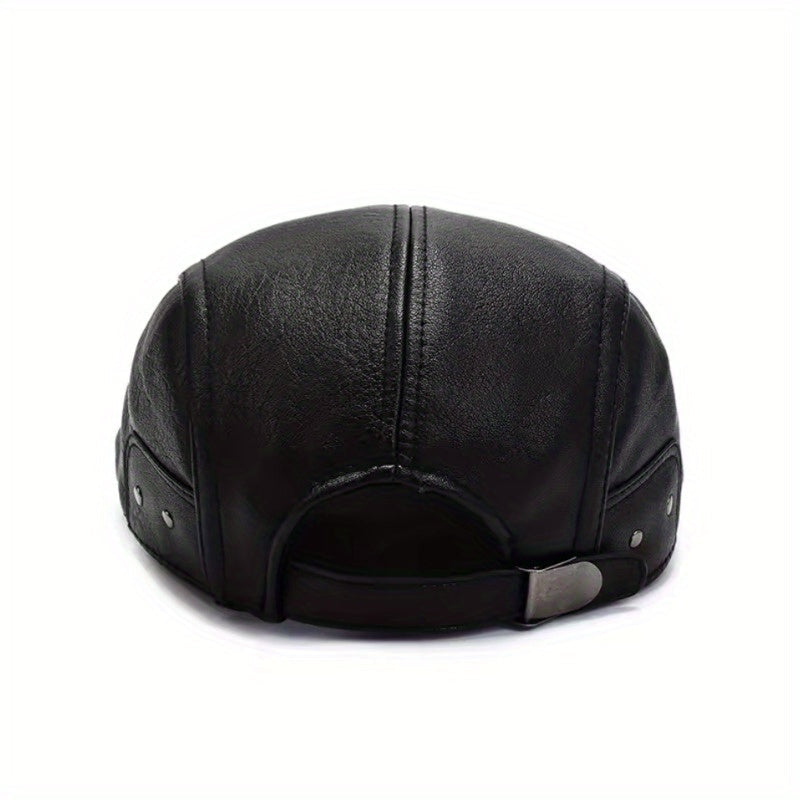 Casquette plate de style gavroche en matériau noir texturé