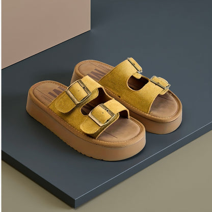 Sandali con zeppa da donna a doppio cinturino stile casual urbano