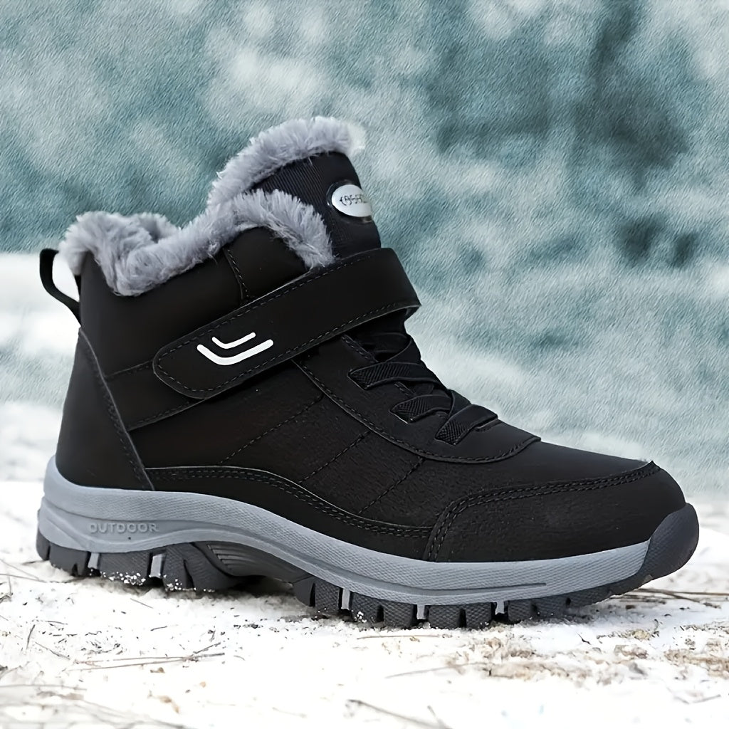 Chaussures montantes fourrées hiver avec semelle antidérapante et fermeture auto-agrippante