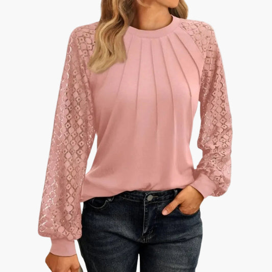Elegant langærmet top til kvinder i afslappet chic stil til kontor og udflugter