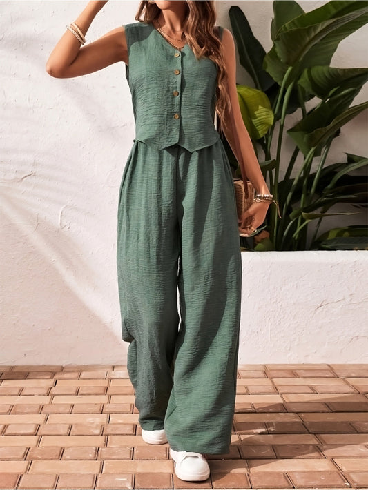 Combinaison élégante sans manches style gilet pour femme – Look chic et décontracté