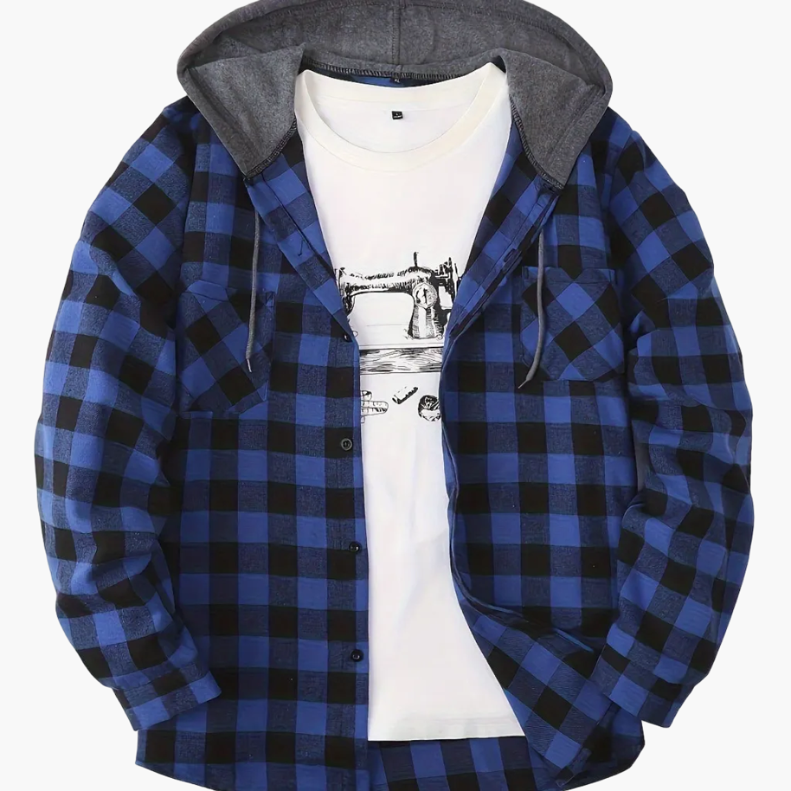 Chemise à carreaux décontractée avec capuche pour homme – Style tendance polyvalent