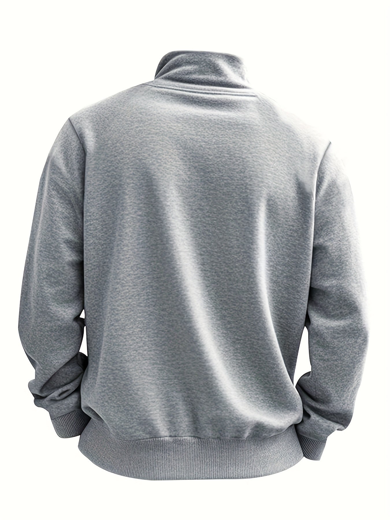 Sweat-shirt Homme Col Montant Zippé avec Poche Poitrine Couleur Unie