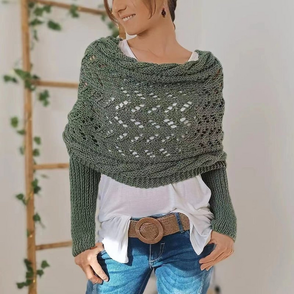 Schulterfreier Strickbolero mit langen Ärmeln - Damenwestenstil