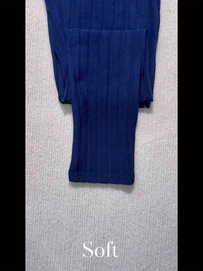 Legging Femme Côtelé Taille Haute Ajustable Confortable Marron Chiné
