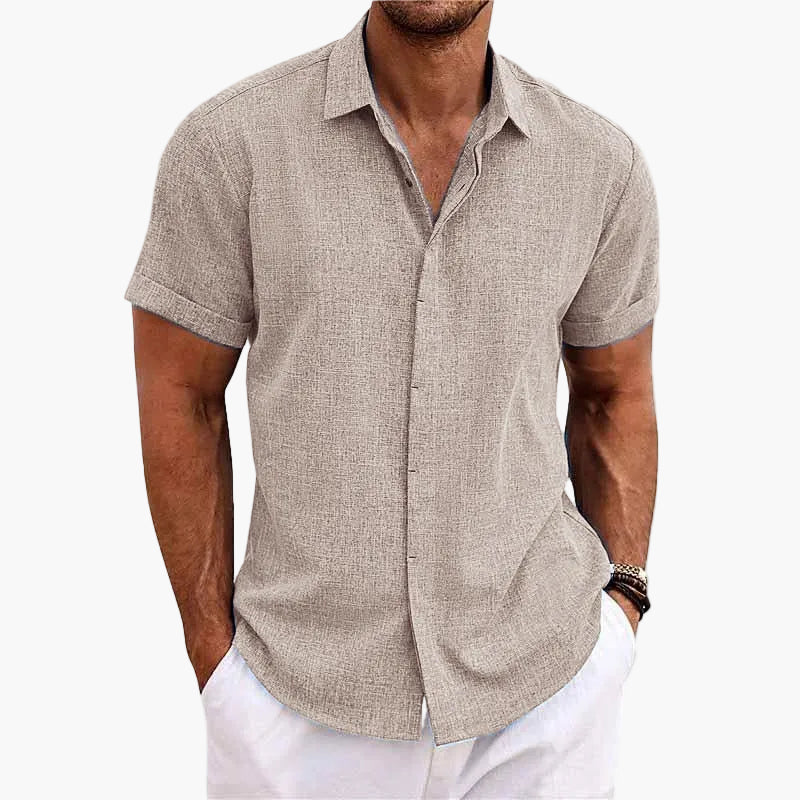 Chemise Homme Élégante Col Revers Manches Courtes Style Décontracté Été