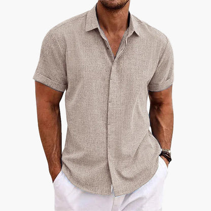 Chemise Homme Élégante Col Revers Manches Courtes Style Décontracté Été