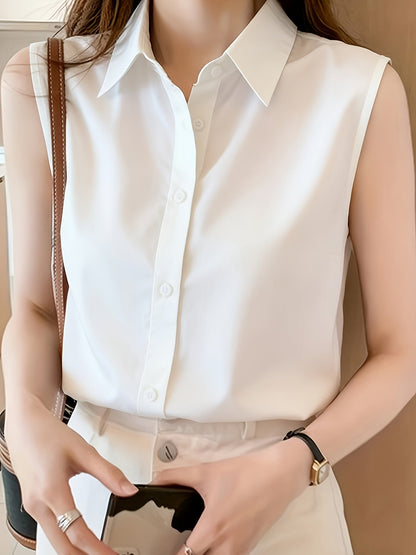 Camicia senza maniche da donna stile elegante per ufficio o estate