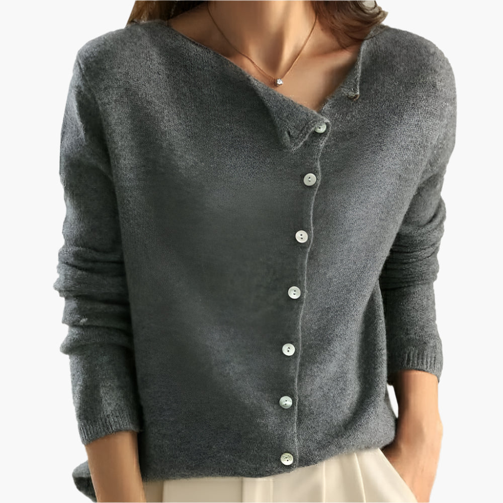 Elegante damescardigan met asymmetrische sluiting voor een chique en comfortabele look