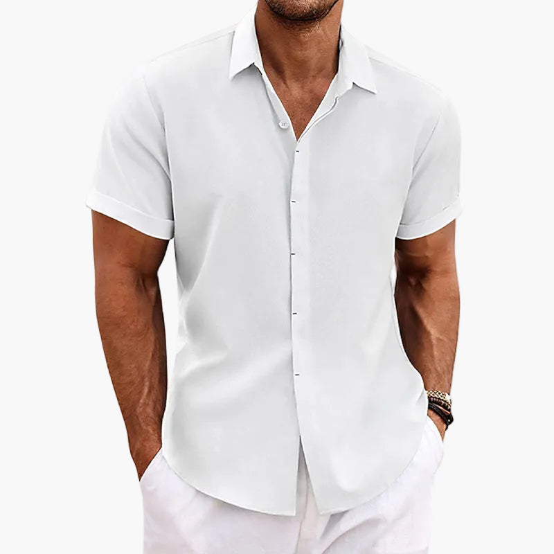 Chemise Homme Élégante Col Revers Manches Courtes Style Décontracté Été
