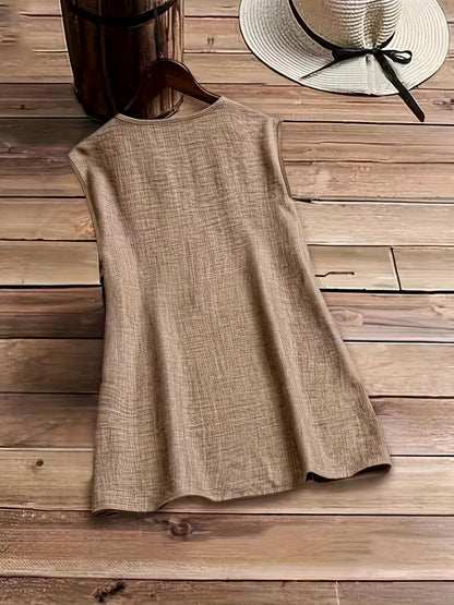 Blouse sans manches femme style moderne à encolure zippée pour look décontracté élégant