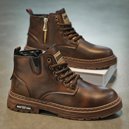 Bottes montantes homme noires à lacets et semelle épaisse