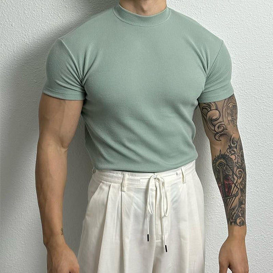 Ralph – T-shirt Stretch à Col Demi-Américain Uni