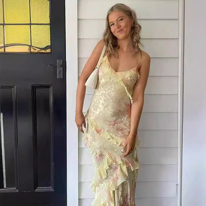 Robe Longue Femme Style Socialite Sexy pour Soirée ou Plage Sans Manches