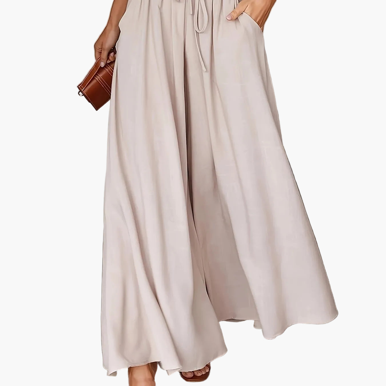 Pantalon large taille haute femme style élégant pour printemps et automne