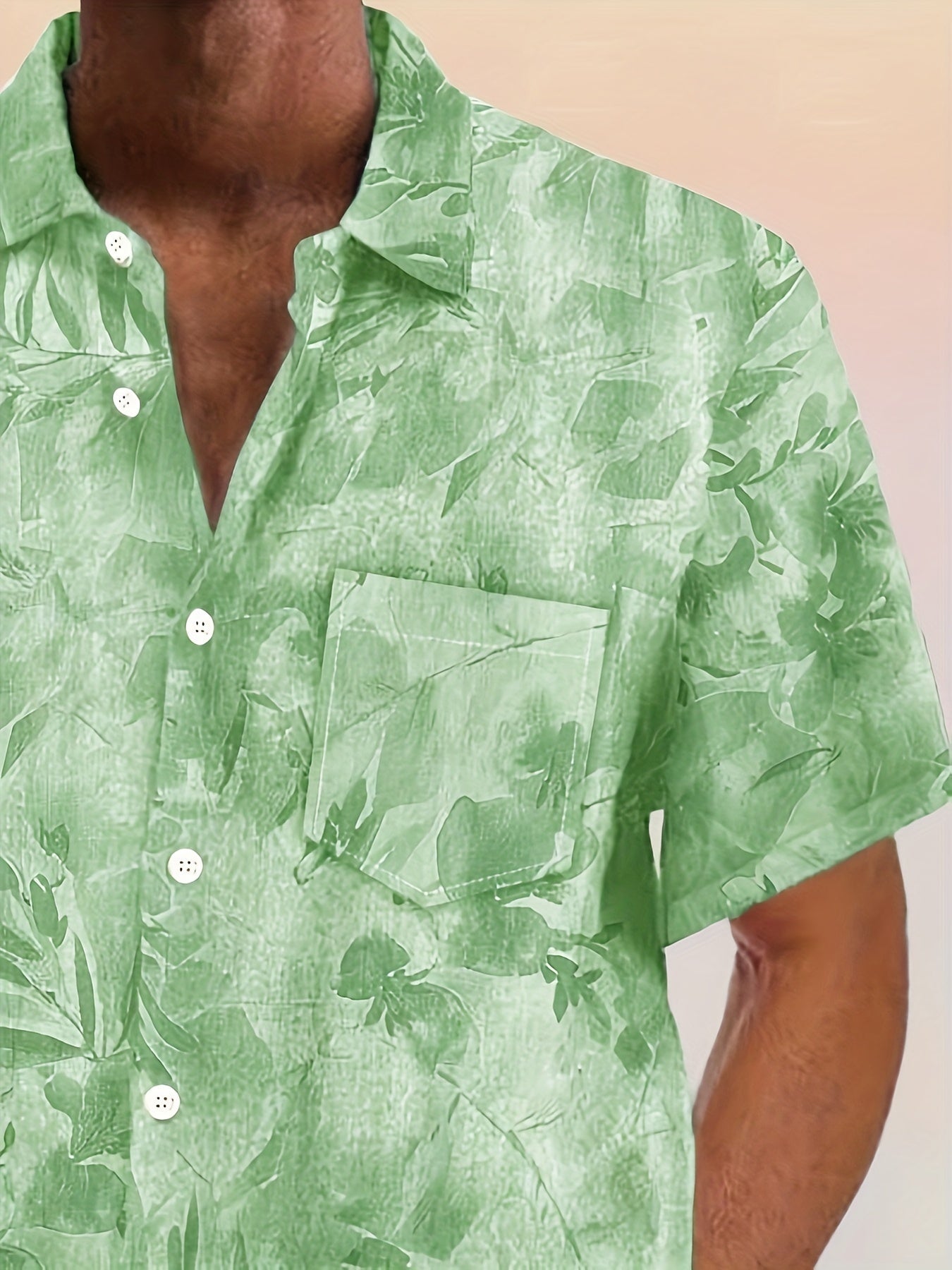 Bedrucktes Herrenhemd Urlaub tropischer Stil lässig kurzärmelig