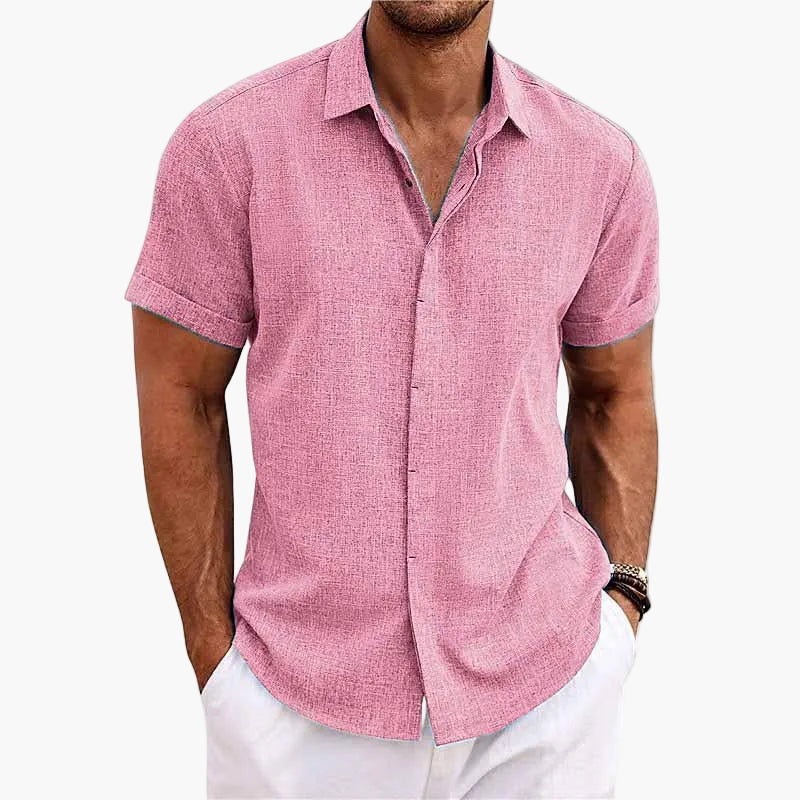 Chemise Homme Élégante Col Revers Manches Courtes Style Décontracté Été