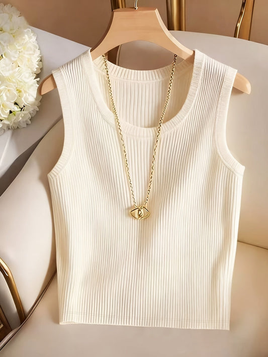 Elegant women's ribbed tank top for daily and office use