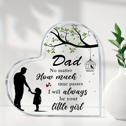 Regalo decorativo per papà – Targa a forma di cuore con messaggio emozionale per figlia, stile moderno, ideale per la Festa del Papà o compleanno
