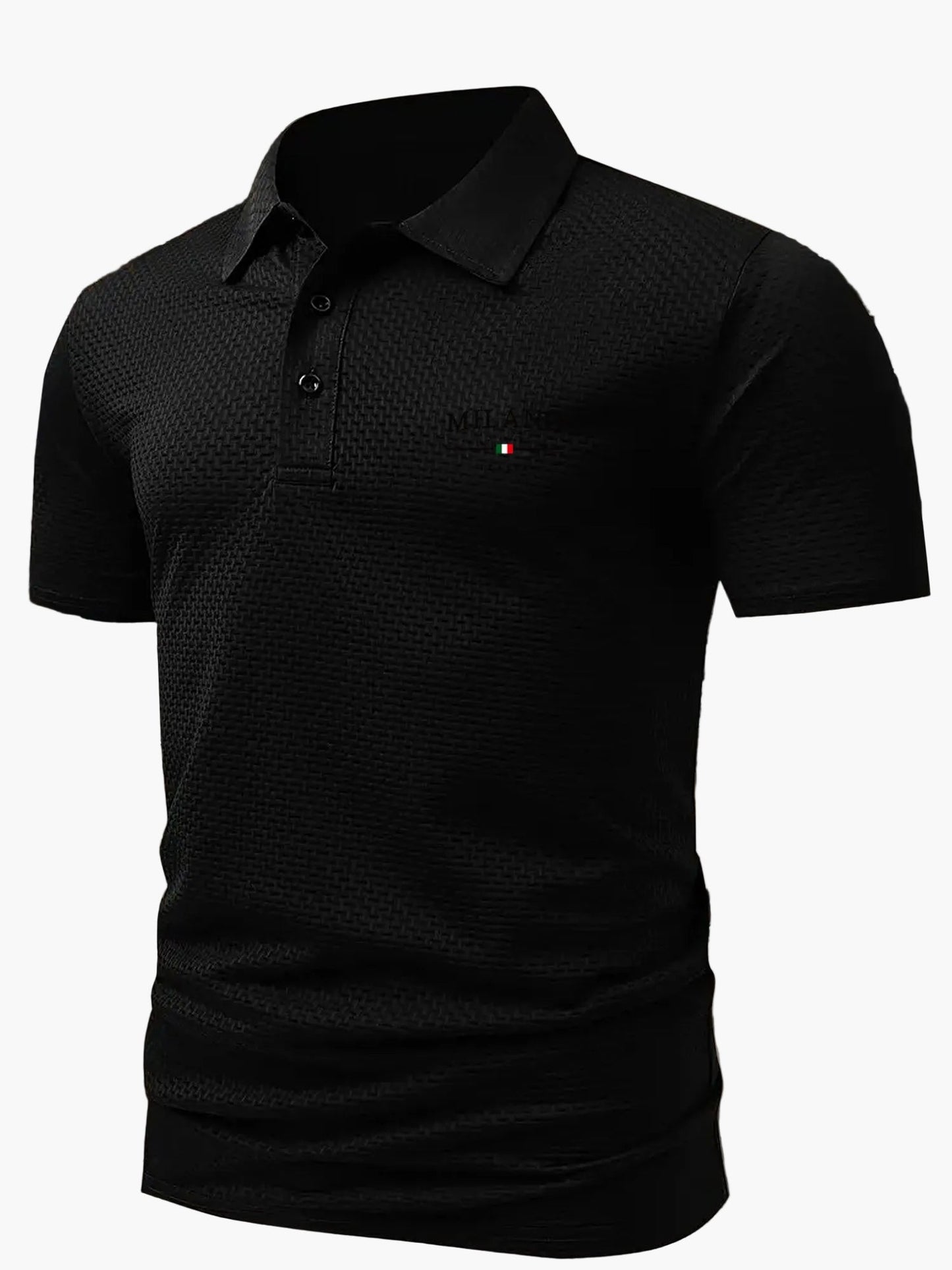 Elegantes Herren-Poloshirt im italienischen Stil mit geometrischem Muster für einen casual-chicen Look  