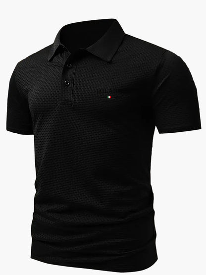 Elegantes Herren-Poloshirt im italienischen Stil mit geometrischem Muster für einen casual-chicen Look  