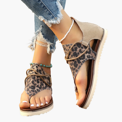 Sandales d'été décontractées femme style bohème à motif léopard