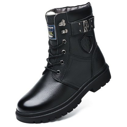 Bottes montantes homme noires à lacets semelle crantée