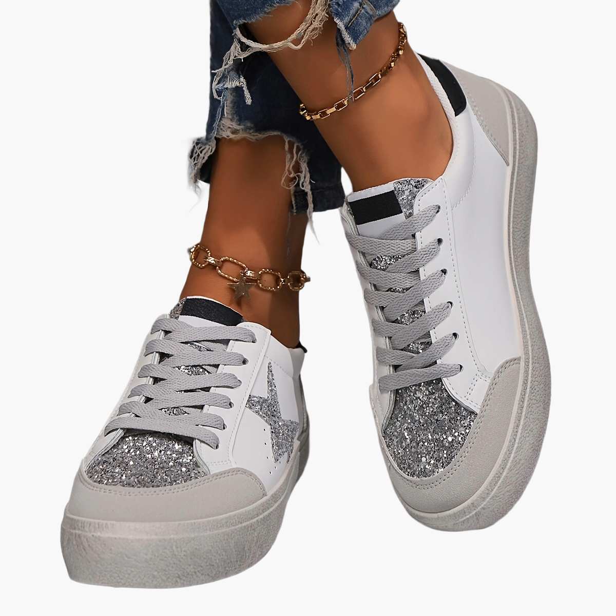 Baskets Femme Style Urbain Casual à Lacets pour Tous les Jours