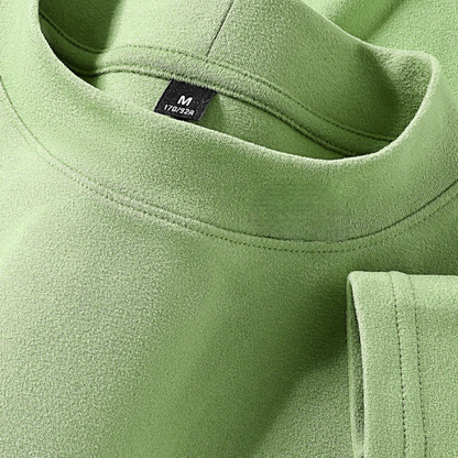 Haut à col montant doux couleur unie manches longues pour homme