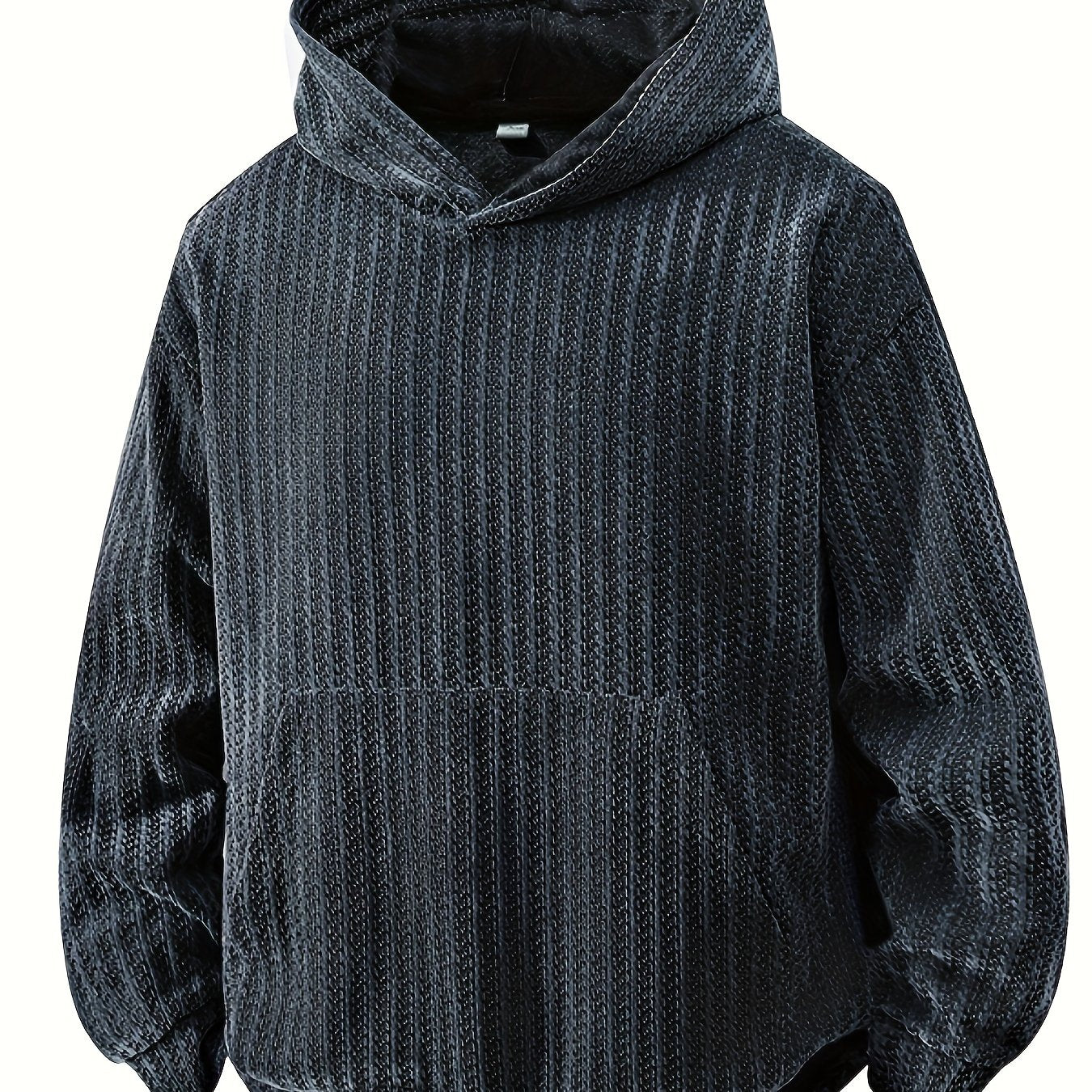 Sweat à Capuche Texturé Noir Oversize avec Poche Kangourou pour Homme