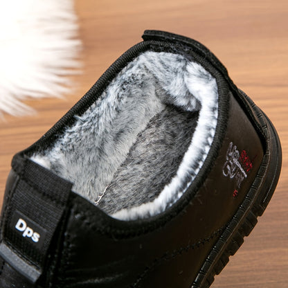 Chaussons Homme Doublés Chaussures Simples à Enfiler Hiver Noir