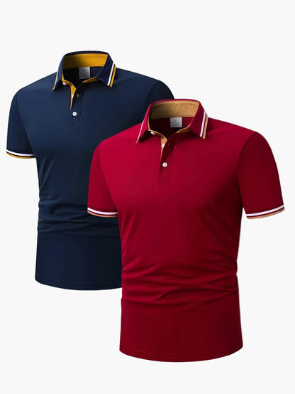 Polo décontracté homme à col contrastant, style élégant pour activités quotidiennes et loisirs