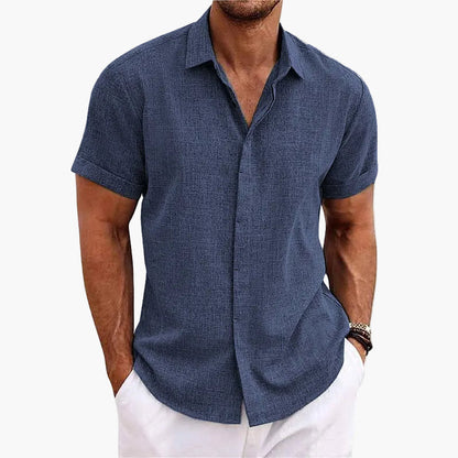 Chemise Homme Élégante Col Revers Manches Courtes Style Décontracté Été